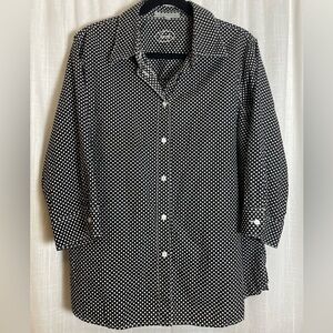 Foxcroft 100% Cotton Black and White Polka Dot Button Down Size XL Womens
